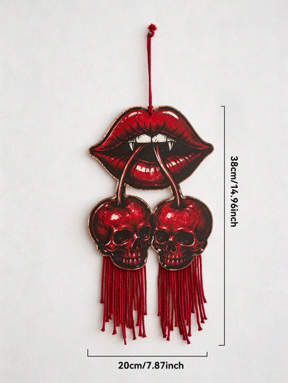 vampire lips cherry skull door hanger - photo 3