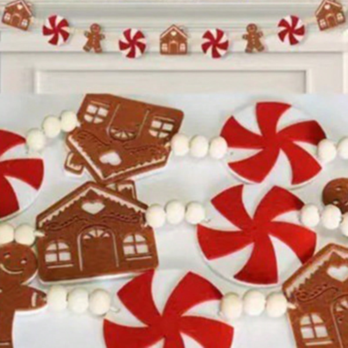 gingerbread peppermint felt garland - Red photo 3