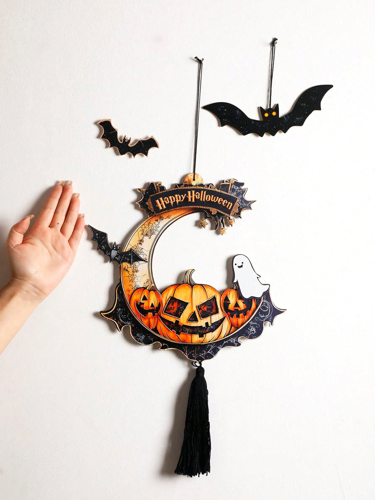 crescent moon pumpkin hanging decor - photo 4