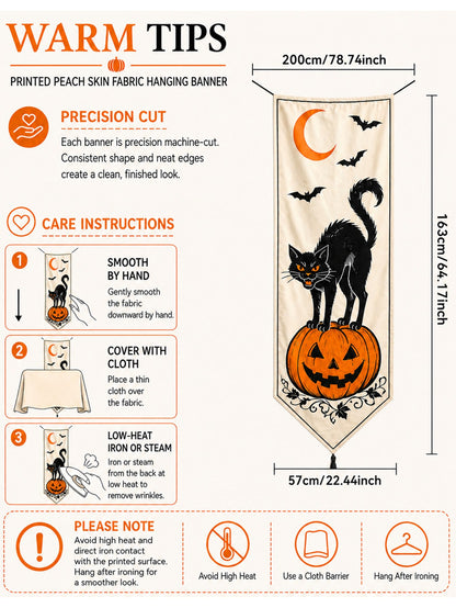 black cat pumpkin Halloween porch banner - photo 3