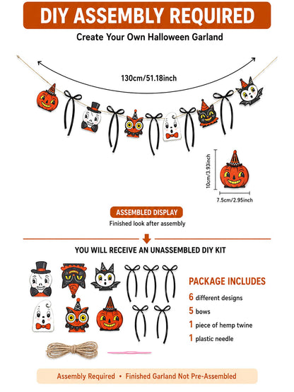 pumpkin owl black cat Halloween garland - photo 4