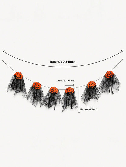 pumpkin black tulle Halloween garland - photo 4