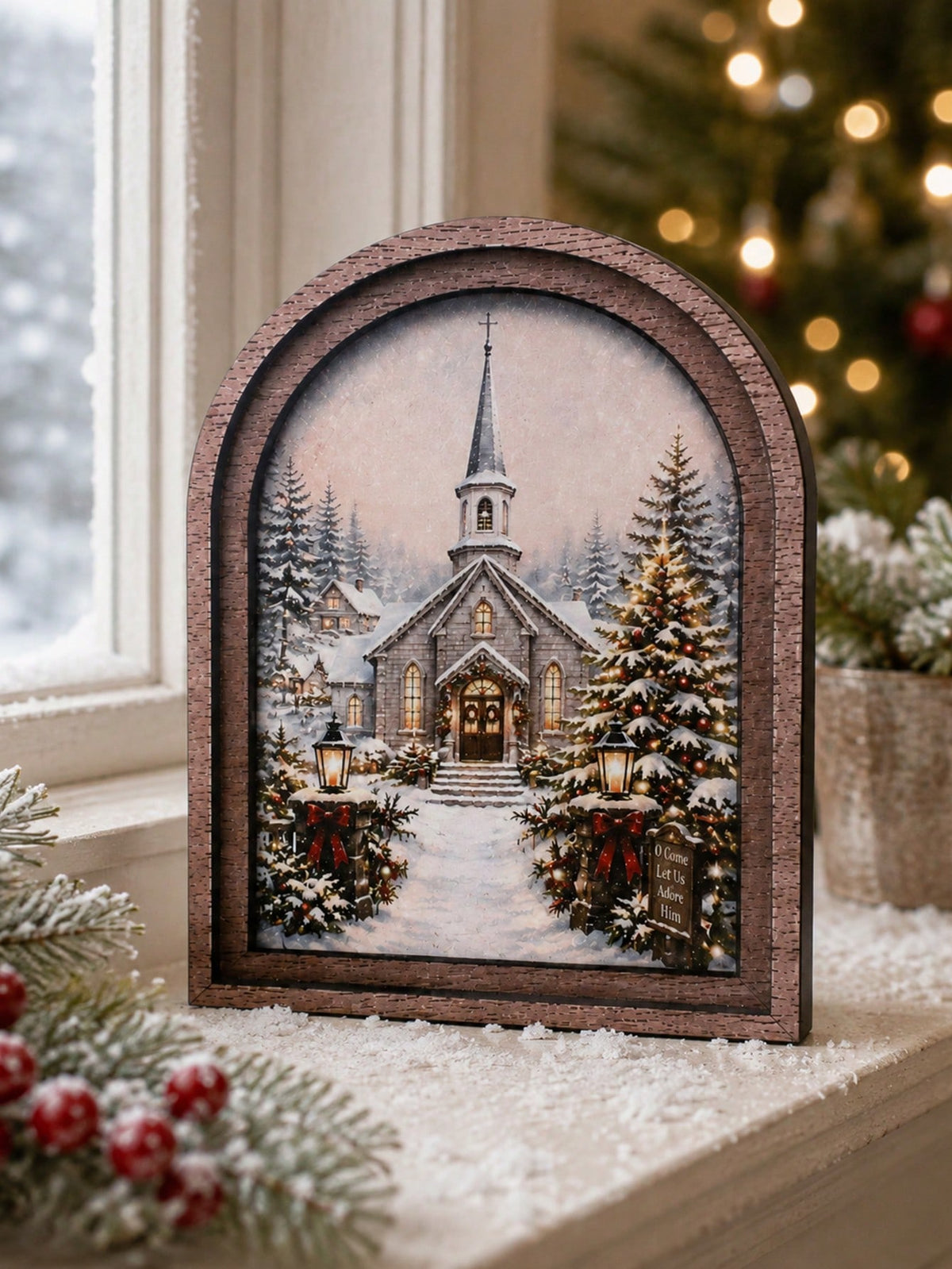 snowy church winter arch sign - photo 4