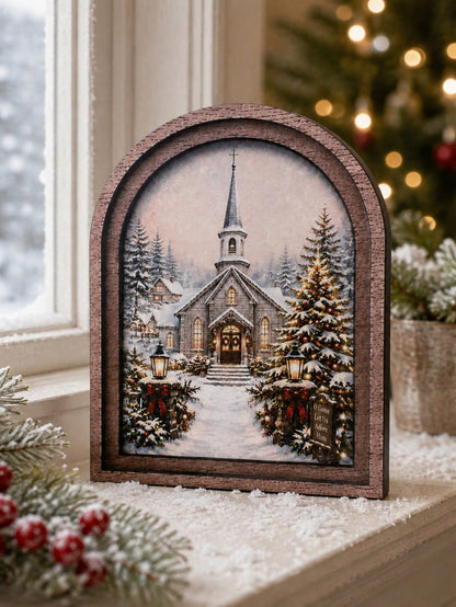 snowy church winter arch sign - photo 4