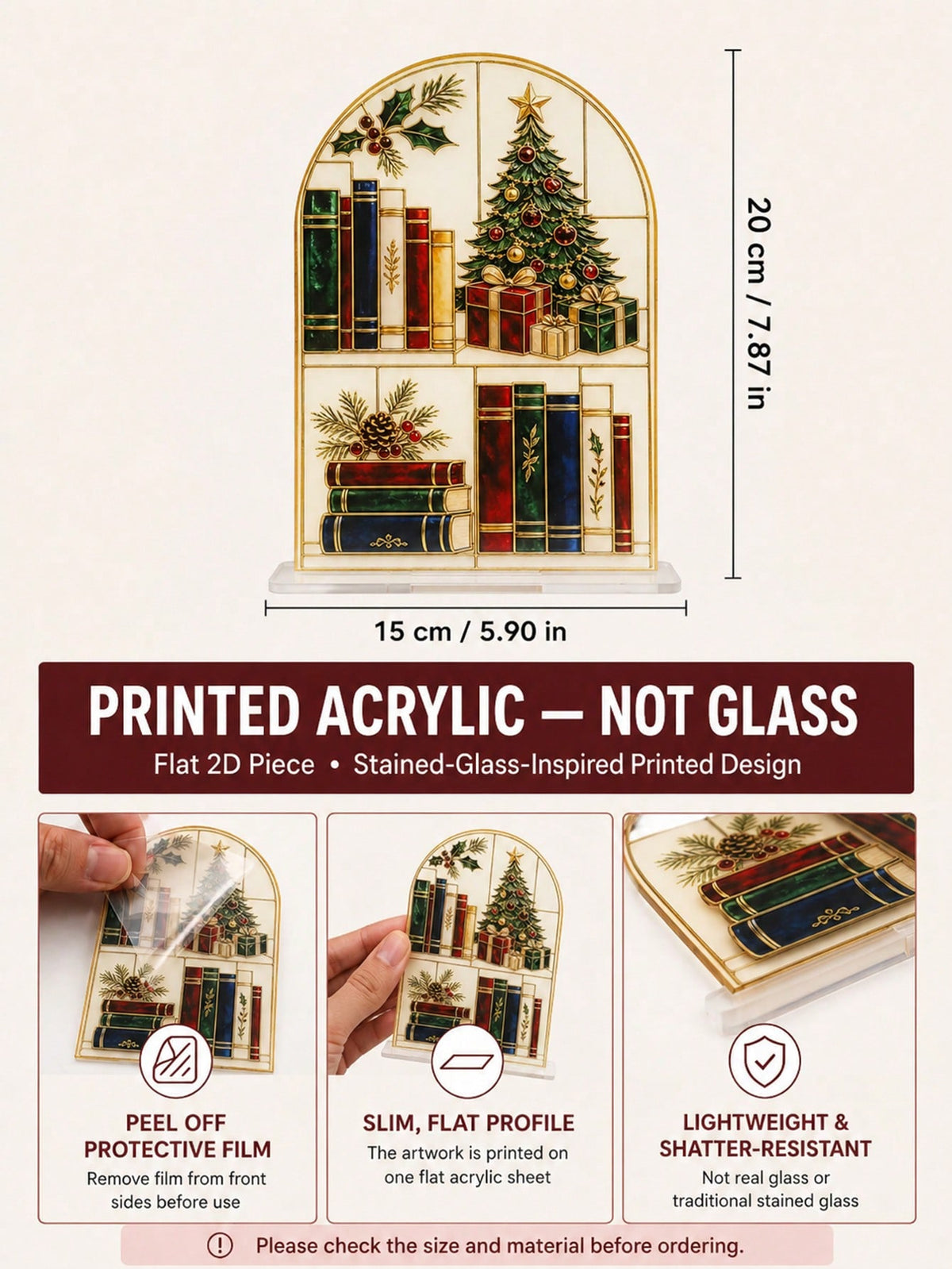 Christmas bookshelf scene plaque - photo 4