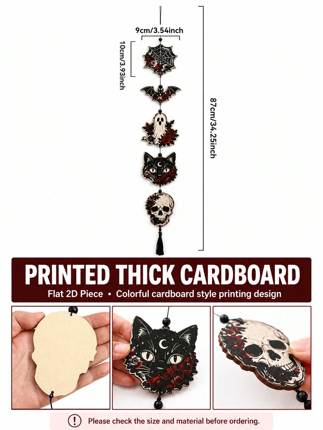 black cat skull gothic hanging decor - photo 4