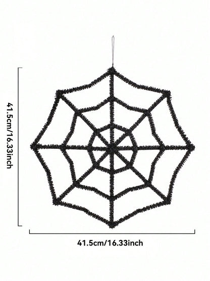 black tinsel spider web decoration - photo 4