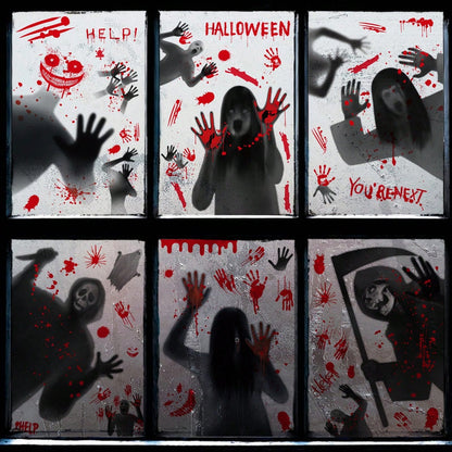 bloody handprint Halloween window clings - photo 4