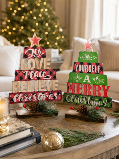 Christmas word tree tabletop signs - photo 4