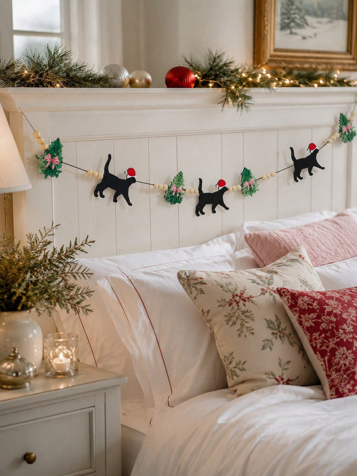 black cat Christmas felt garland - photo 4