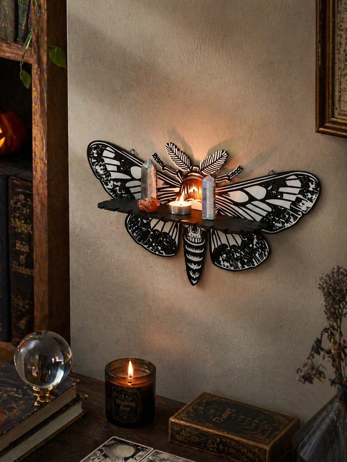 death's head moth wall shelf - Gray & White photo 4