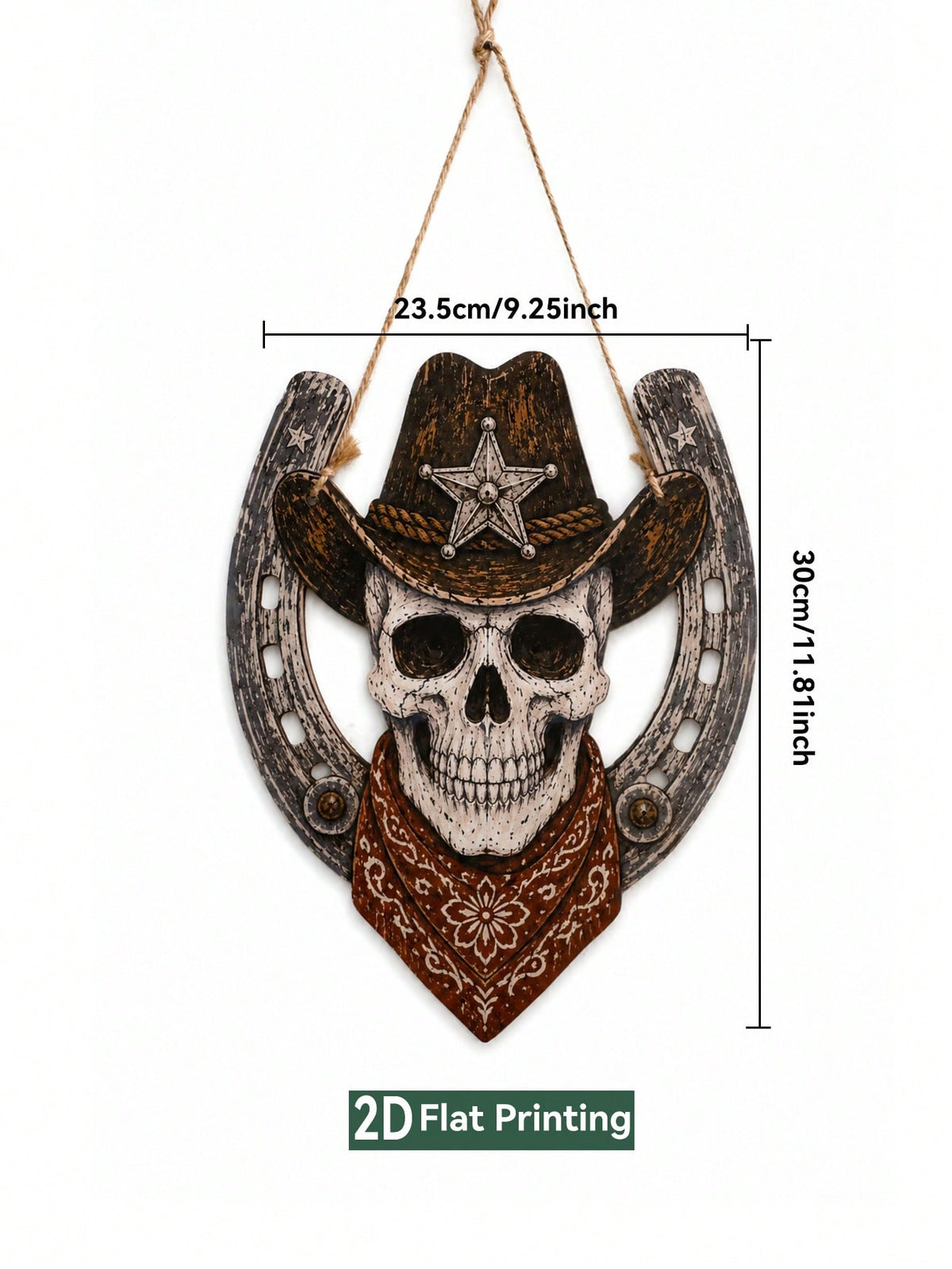 cowboy skull horseshoe door hanger - photo 3