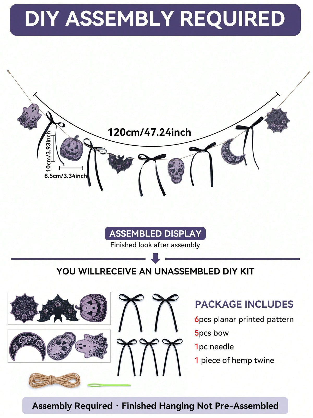 purple gothic Halloween garland - photo 3