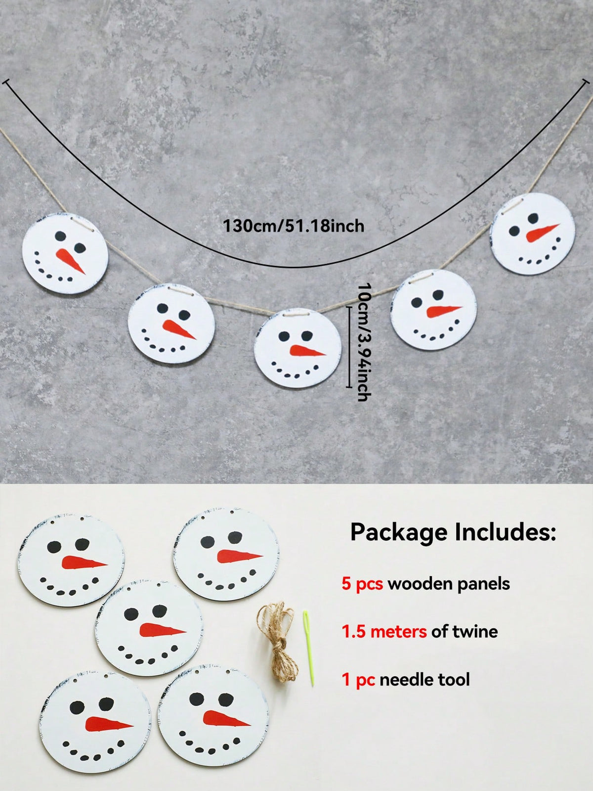 snowman face Christmas garland - photo 4