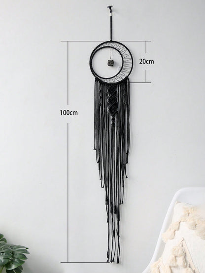 Black macrame moon dream catcher crescent moon style with size chart