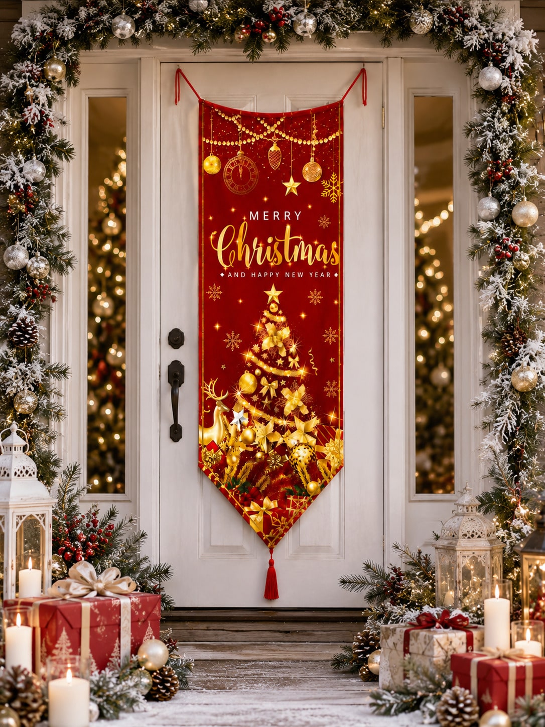 Merry Christmas red door banner - photo 4