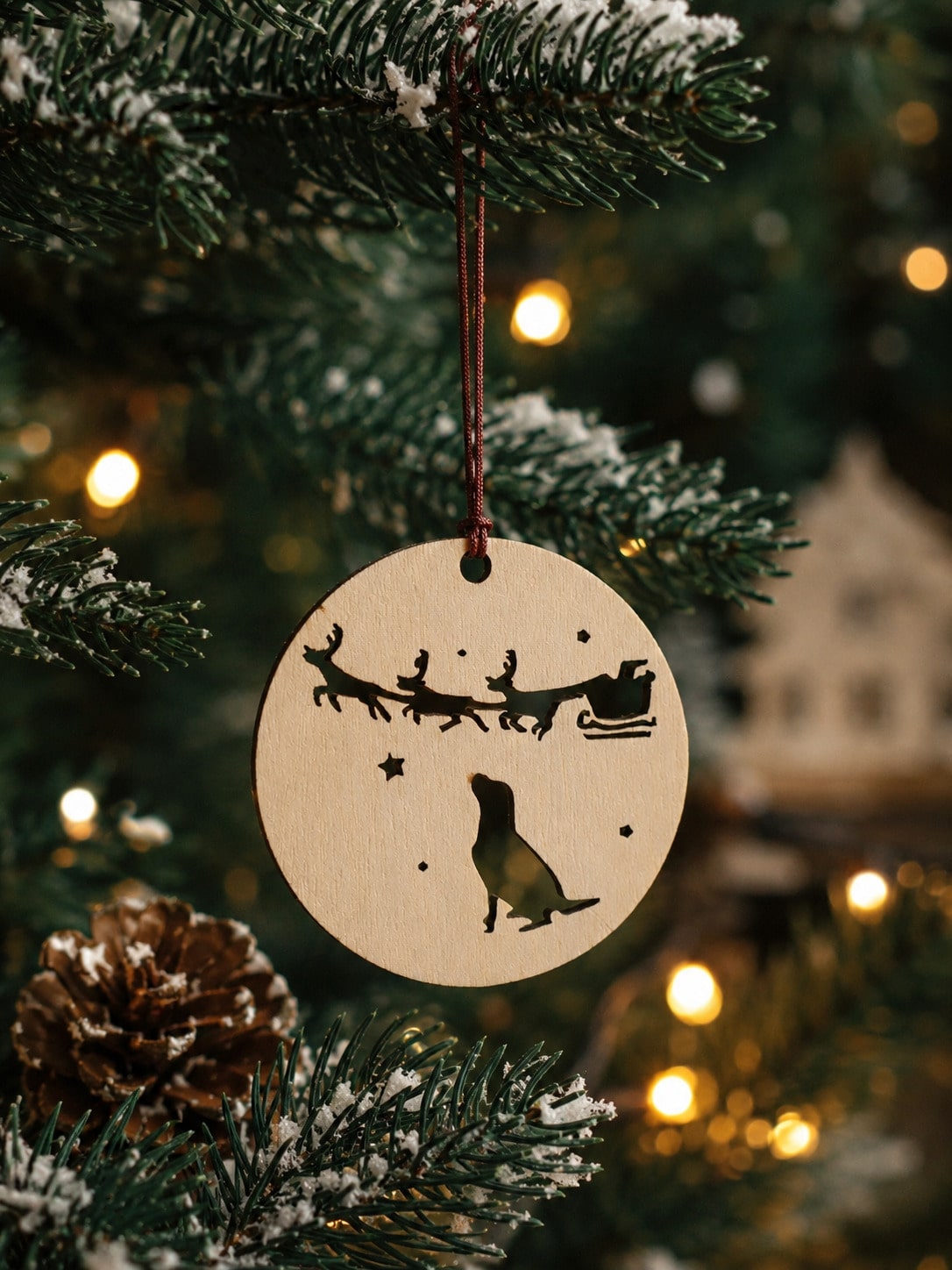 dog Santa sleigh ornament - photo 4