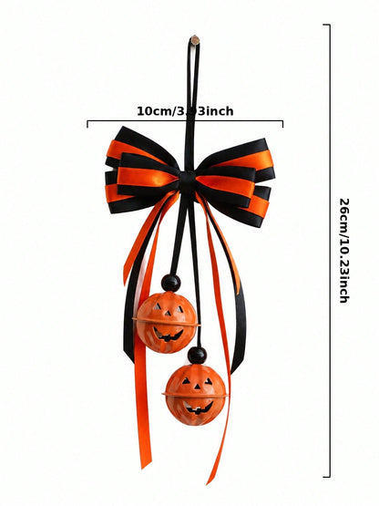 striped bow pumpkin bell hanger - photo 3