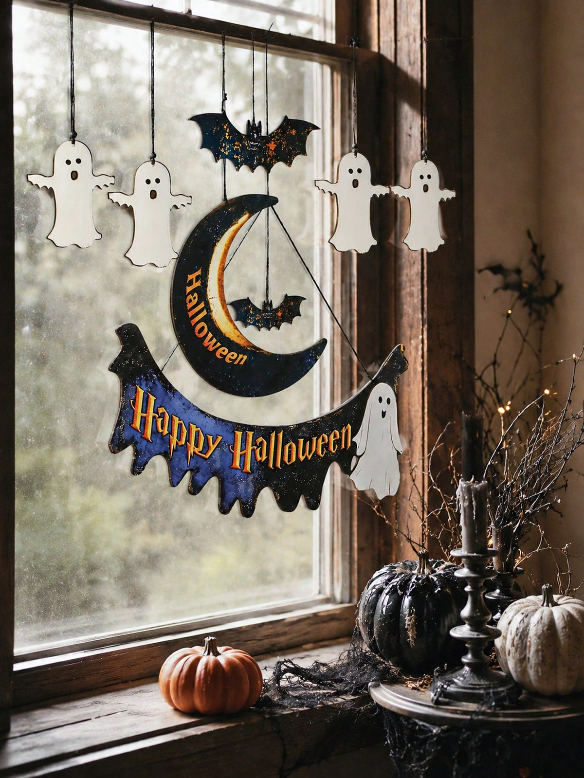 Happy Halloween moon banner ghost set - photo 4