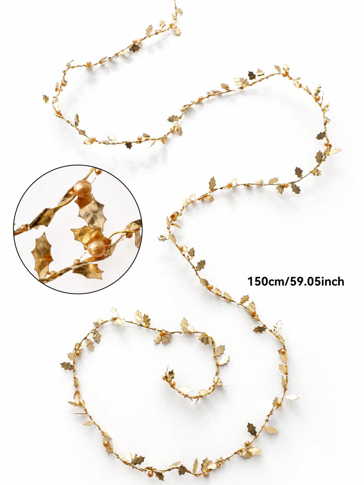 holly leaf bead garland - Gold