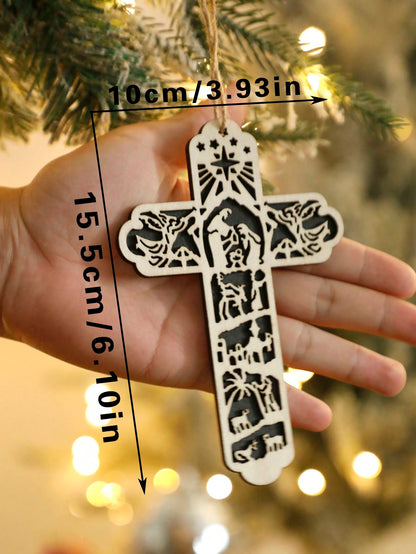 nativity cross Christmas ornament - photo 4