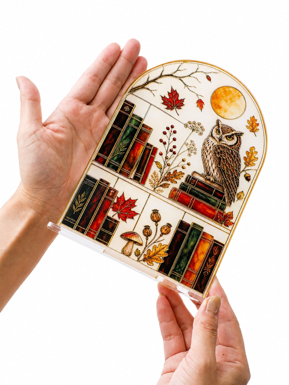 autumn owl bookshelf tabletop sign - photo 5