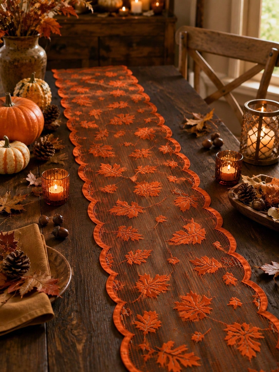 maple leaf lace table runner - photo 4