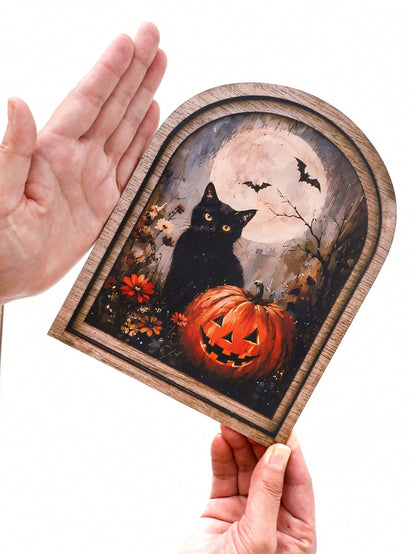 black cat jack-o-lantern arch sign - photo 4