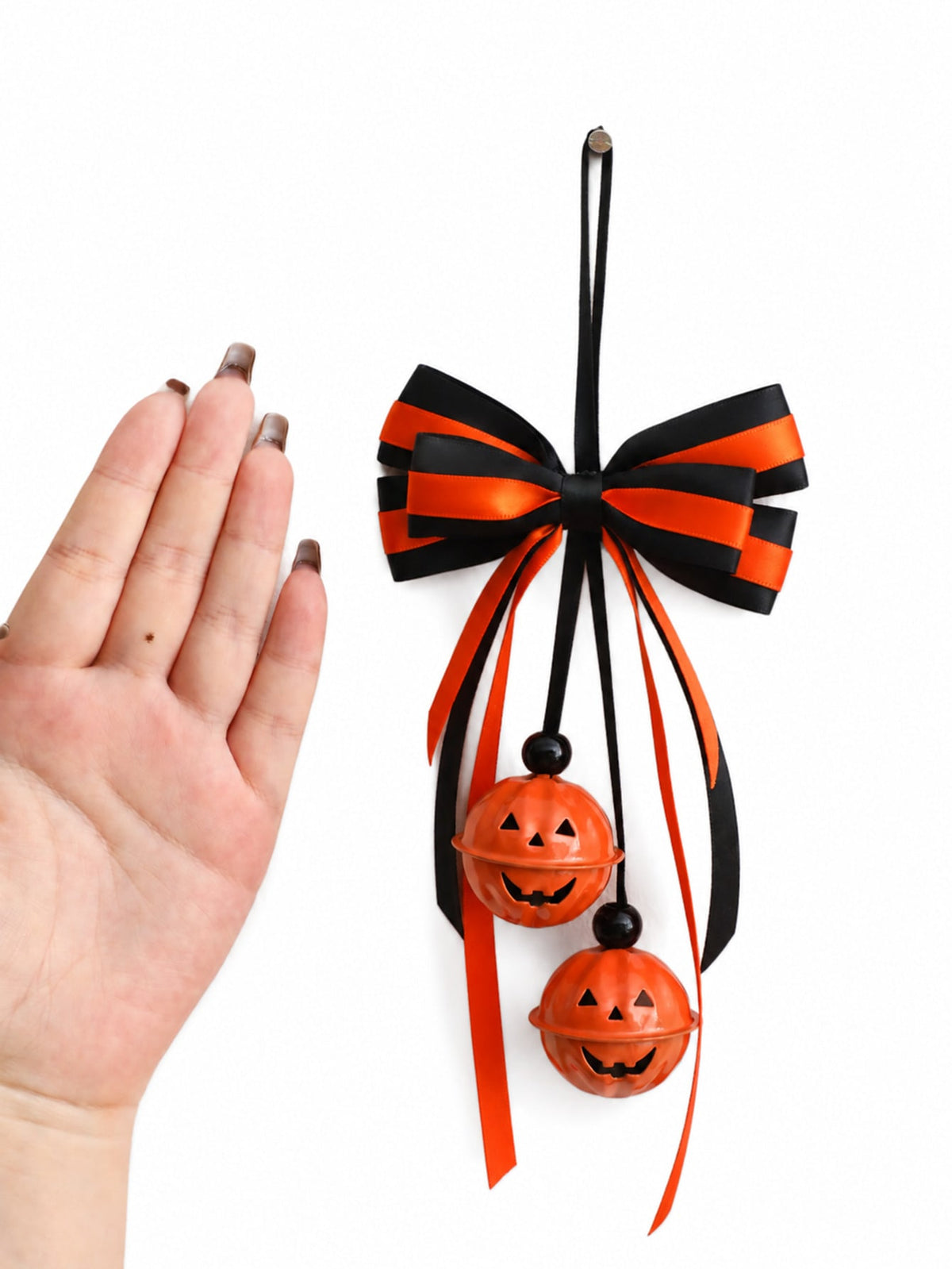 striped bow pumpkin bell hanger - photo 4