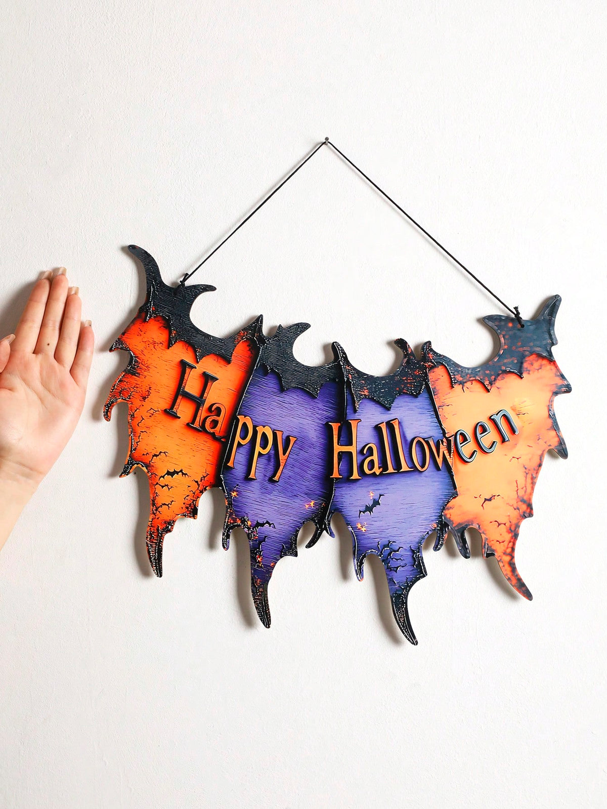 Happy Halloween bat banner sign - photo 5
