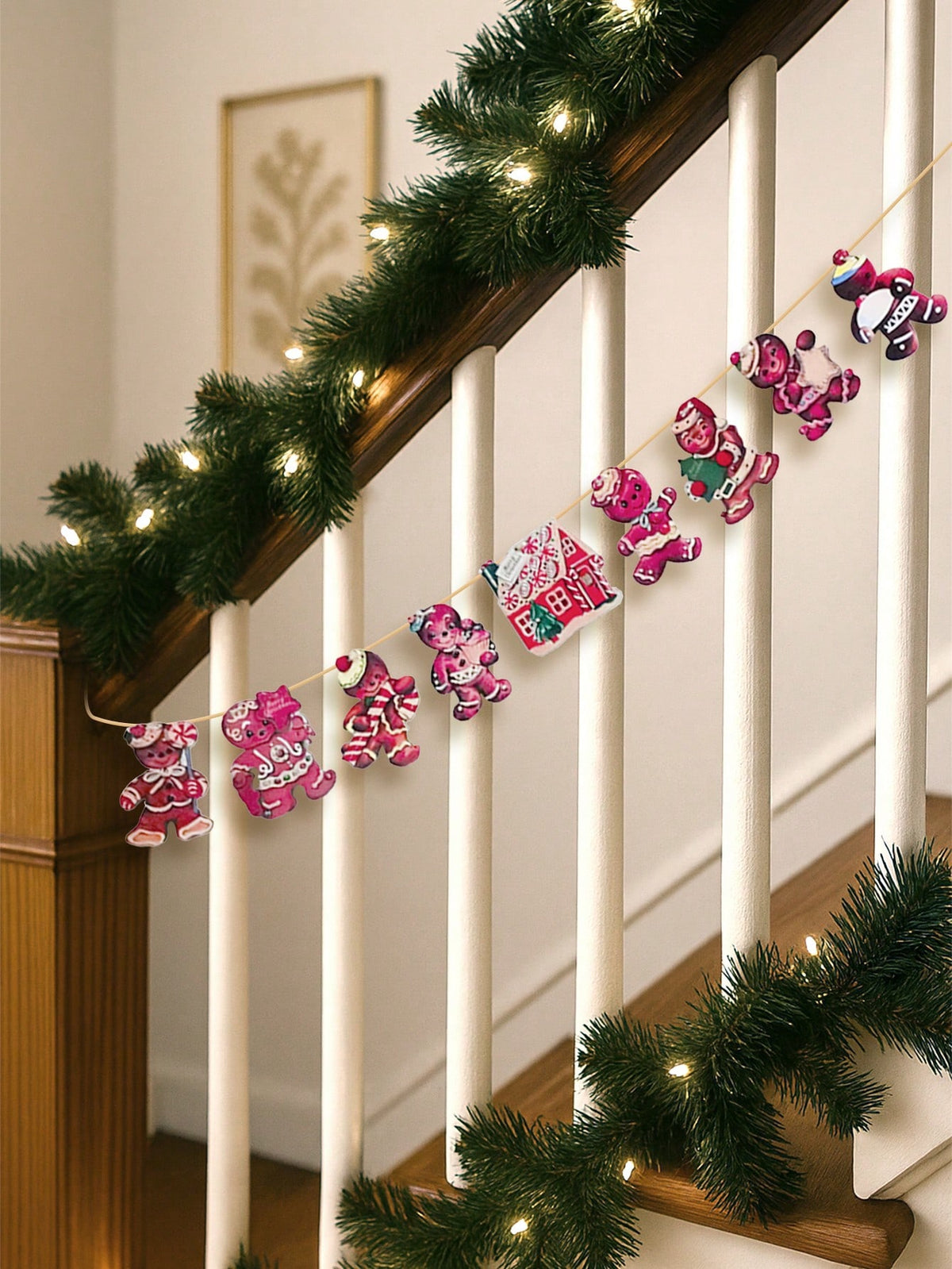 pink gingerbread house garland - photo 4