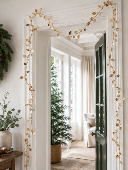 holly leaf bead garland - Gold photo 4