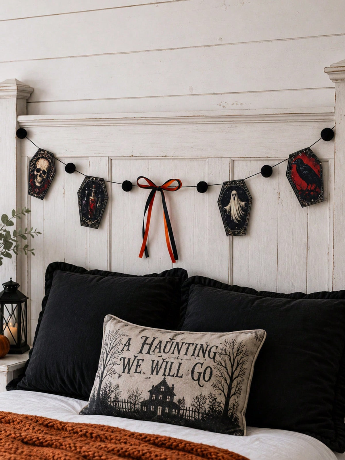 skull coffin raven gothic garland - photo 4