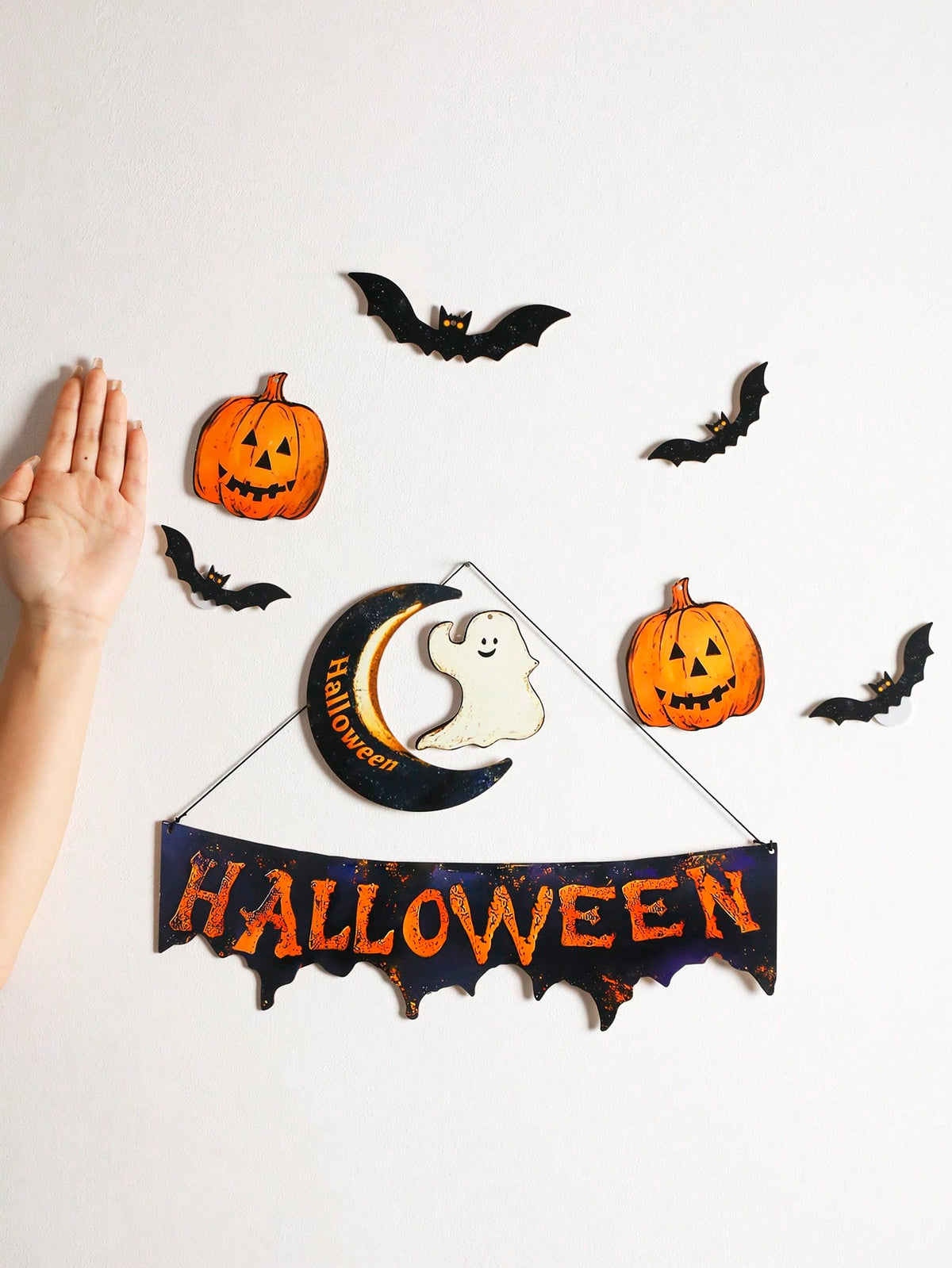 Happy Halloween banner pumpkin bat set - photo 4
