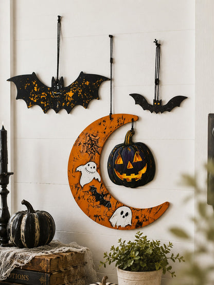 bat moon pumpkin hanging decor - photo 5