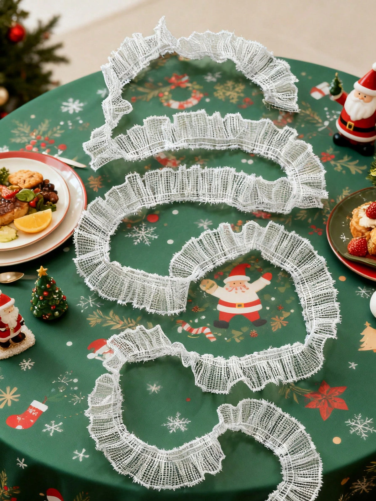 ruffled mesh ribbon garland - White photo 5