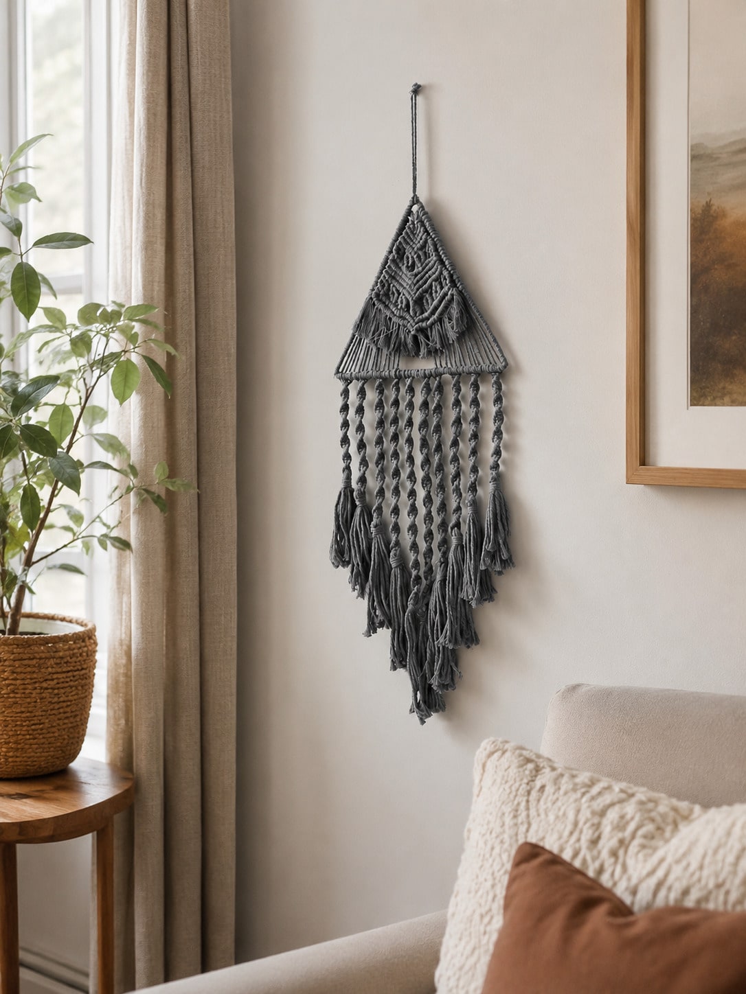 triangle macrame wall hanging - Gray photo 5