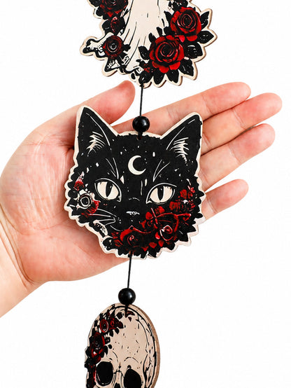 black cat skull gothic hanging decor - photo 5