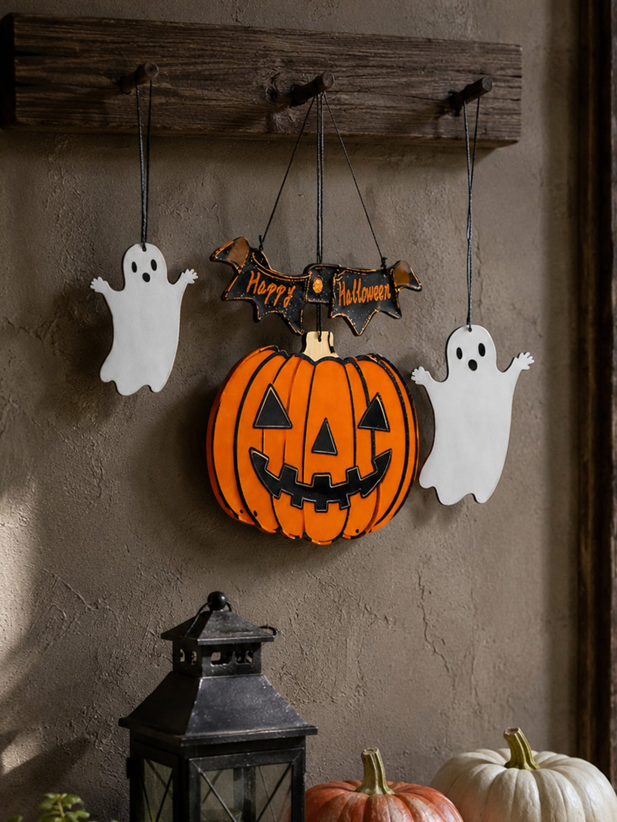 pumpkin ghost Halloween hanging sign - photo 5