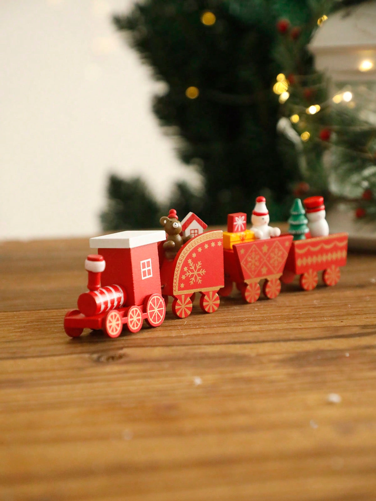 red Christmas train bear snowman - photo 4