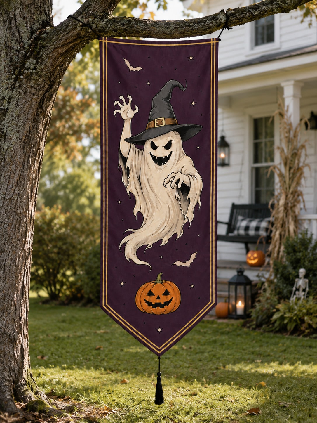 witch ghost Halloween porch banner - photo 5