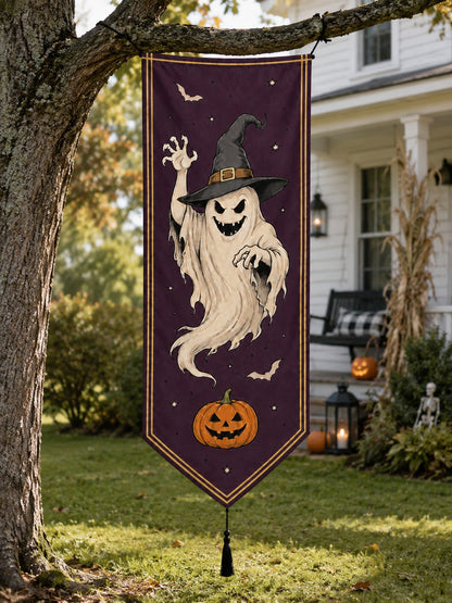 witch ghost Halloween porch banner - photo 5