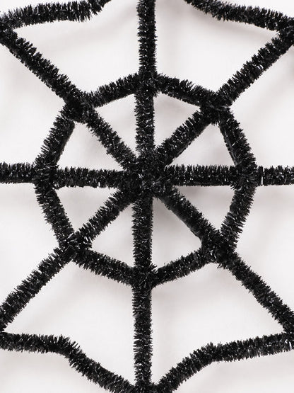 black tinsel spider web decoration - photo 6