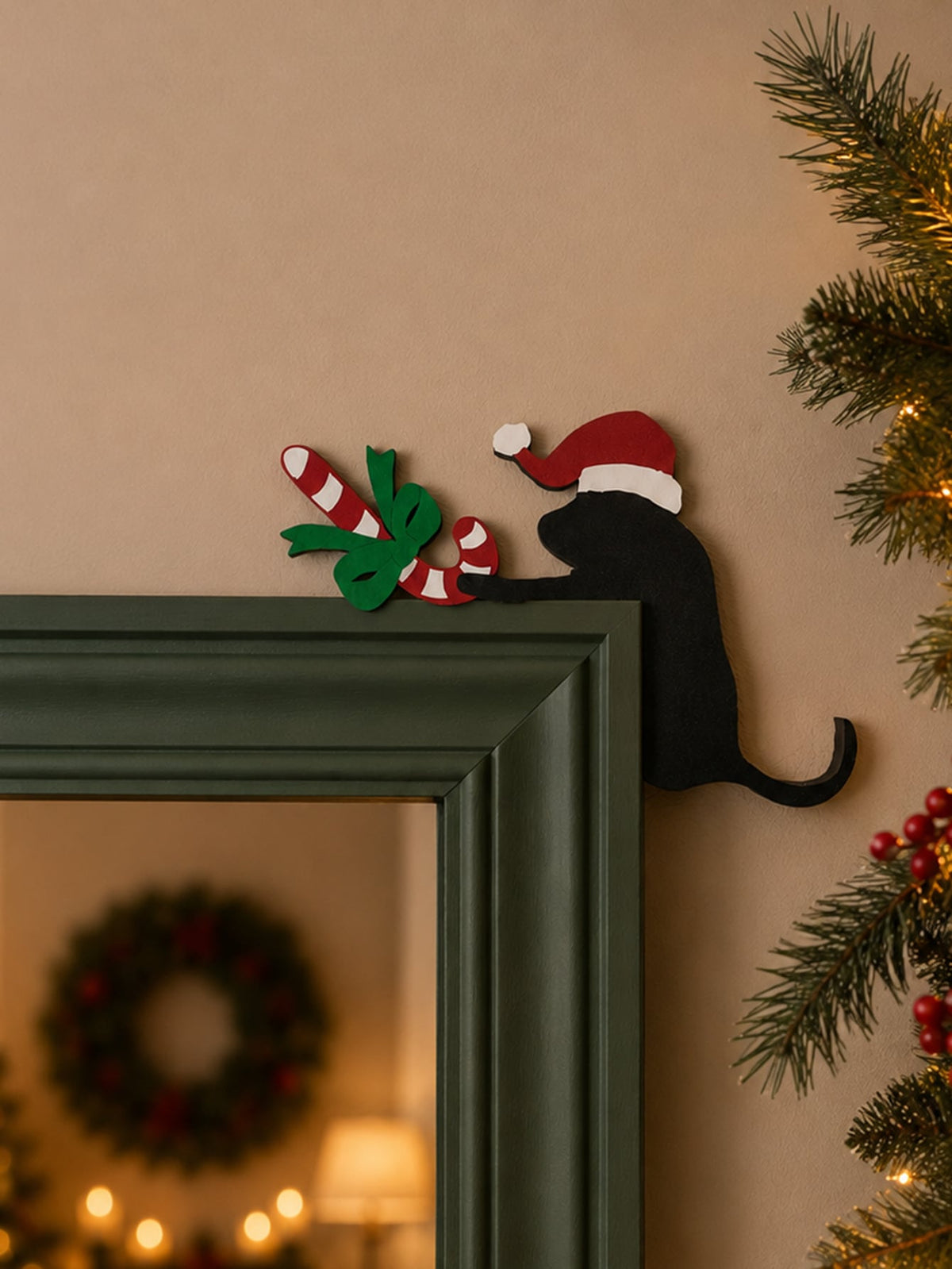 black cat candy cane door corner - photo 6