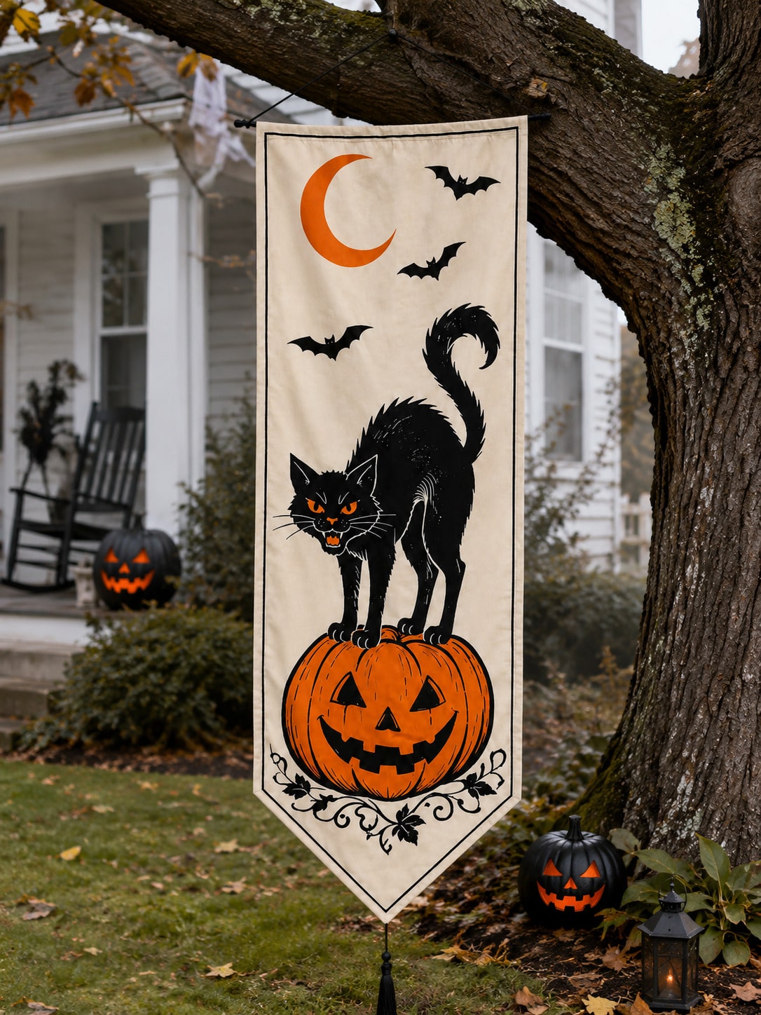 black cat pumpkin Halloween porch banner - photo 5