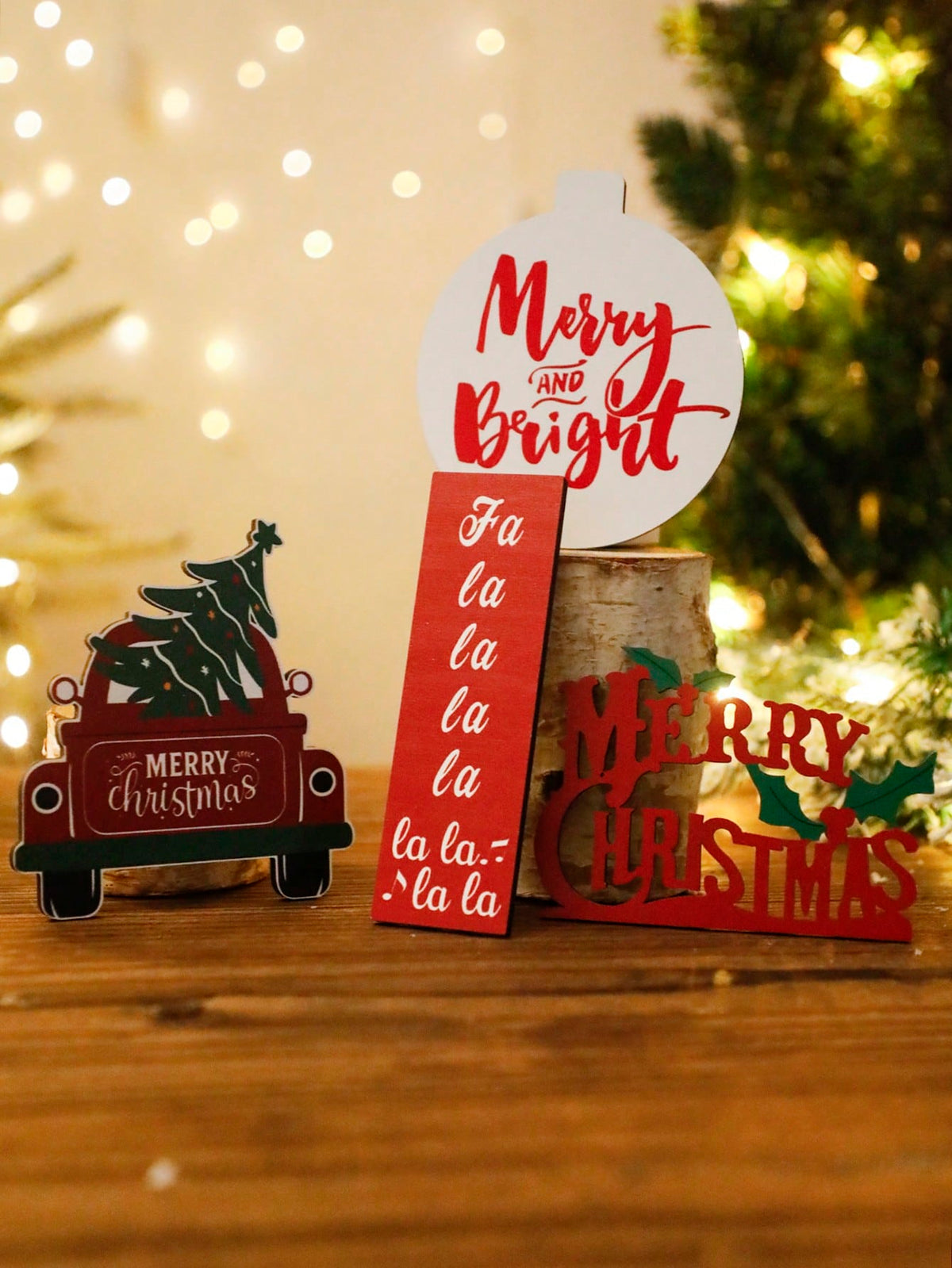red truck Christmas tabletop sign - photo 4