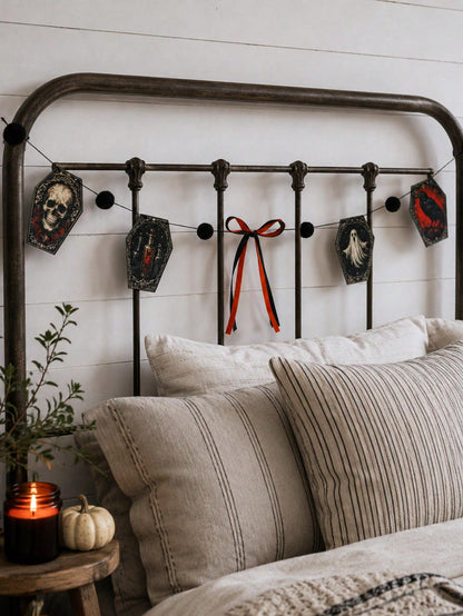 skull coffin raven gothic garland - photo 5