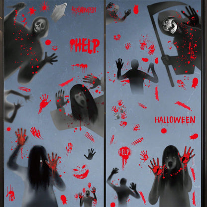 bloody handprint Halloween window clings - photo 5