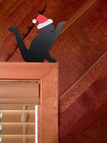 Santa hat black cat door decor - photo 6