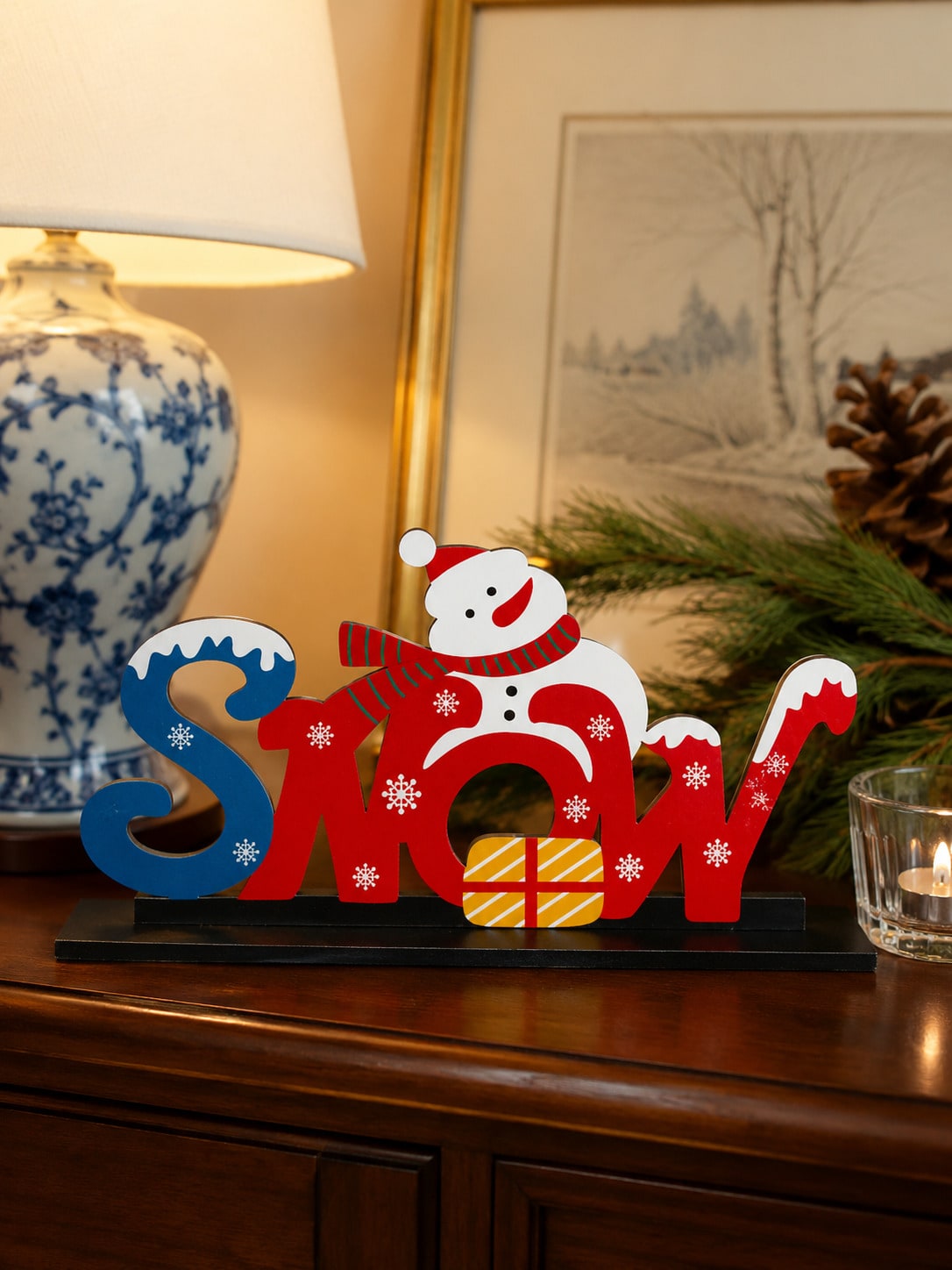 let it snow snowman tabletop sign - photo 5